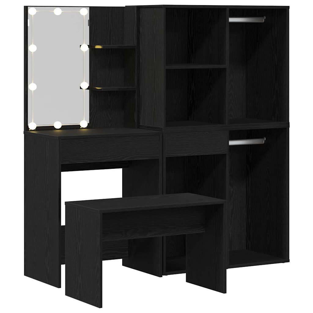 Dressing Table Set with Drawer 2 pcs Black 140 x 40 x 140 cm